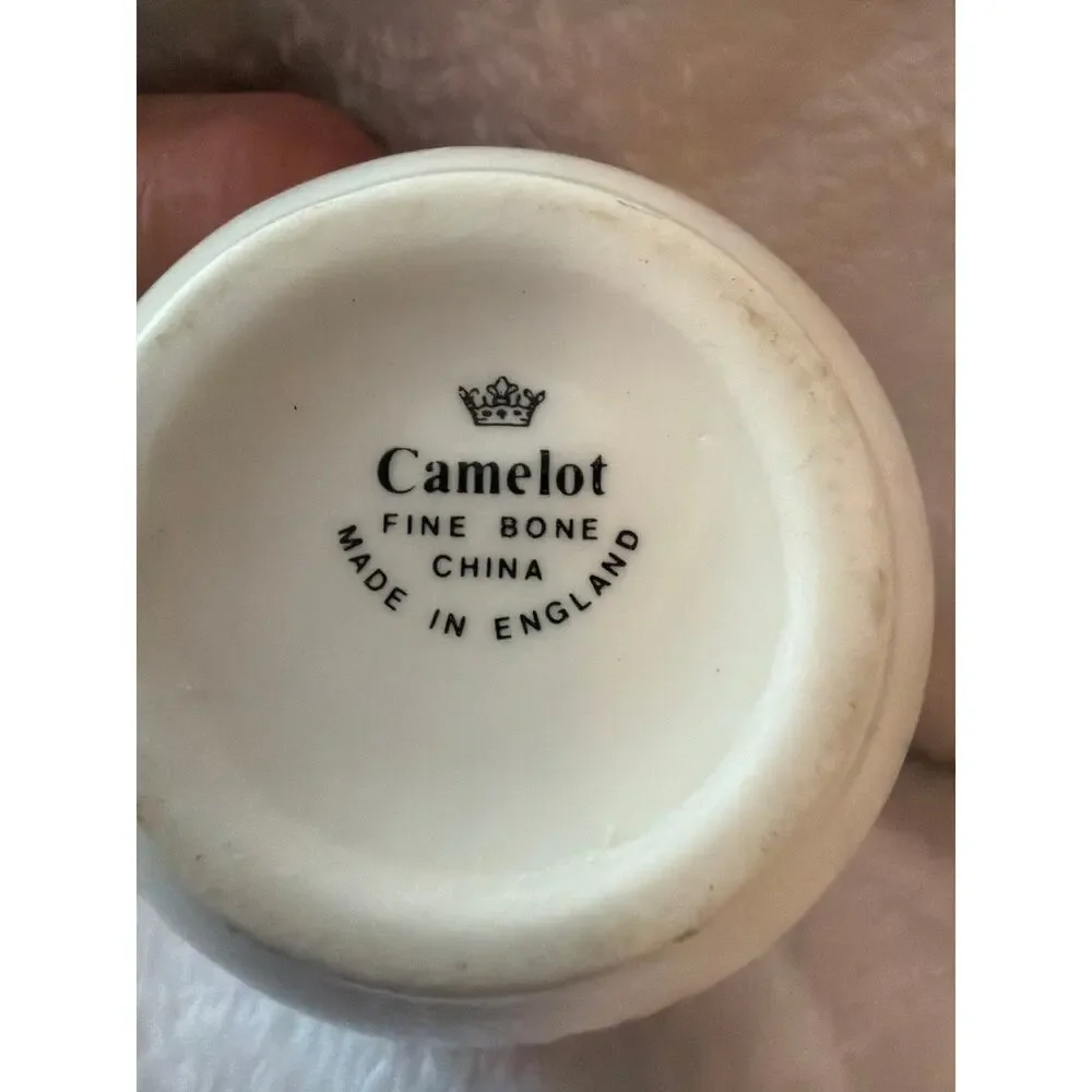 Camelot Fine Bone China Bud Vase England Floral Gold Trim Mini Vase Vintage